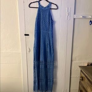 New York & Company Blue Halter Maxi Sundress